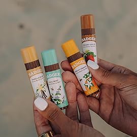 Badger Sweet Orange Cocoa Butter Lip Balm, 100% Organic Lip Balm, Hydrating Long Lasting Lip Moisturizer, Large Stick Lip Care, 4-pack