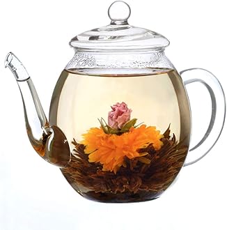 Sponsored Ad – Glass Teapot 500ml - Stovetop Safe Tea Kettle and Glass Lid - Ideal for Preparing Blooming Teas - Drip Free