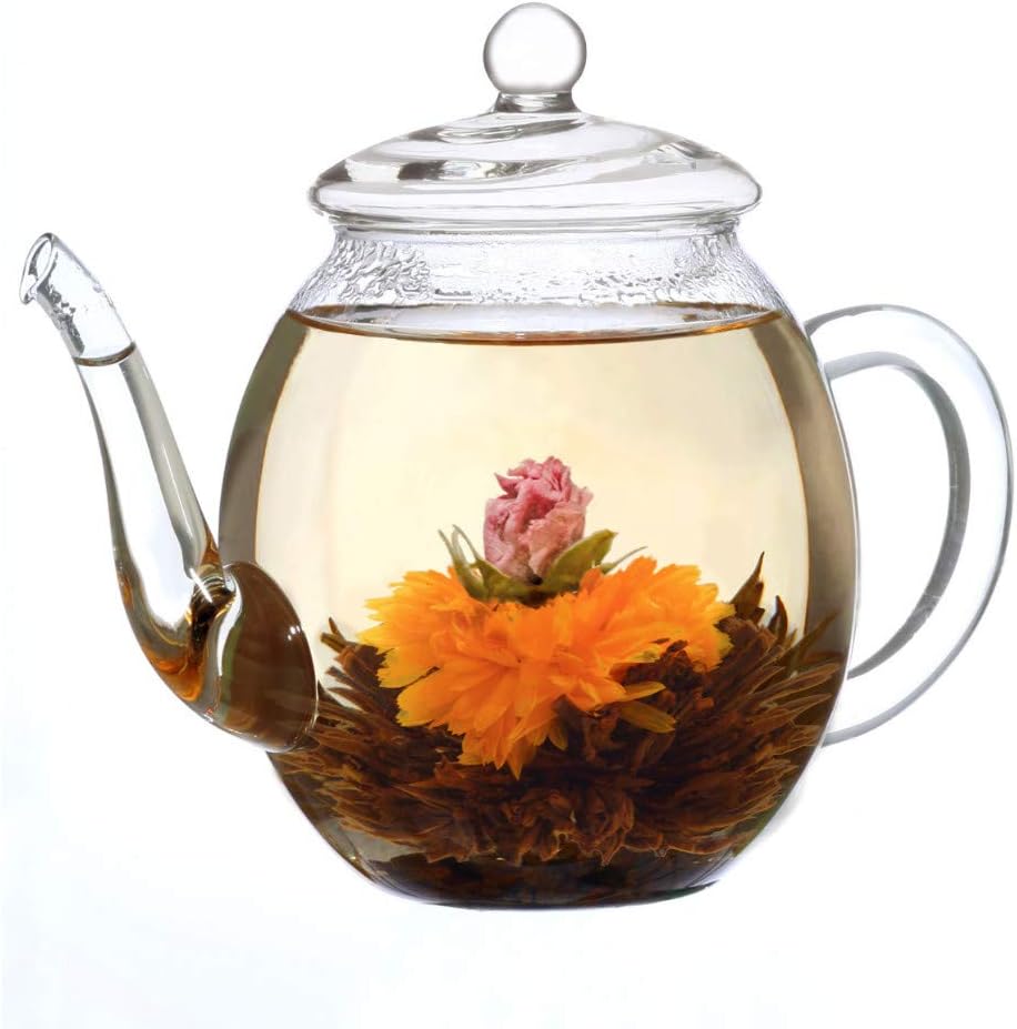 Sponsored Ad – Glass Teapot 500ml - Stovetop Safe Tea Kettle and Glass Lid - Ideal for Preparing Blooming Teas - Drip Free