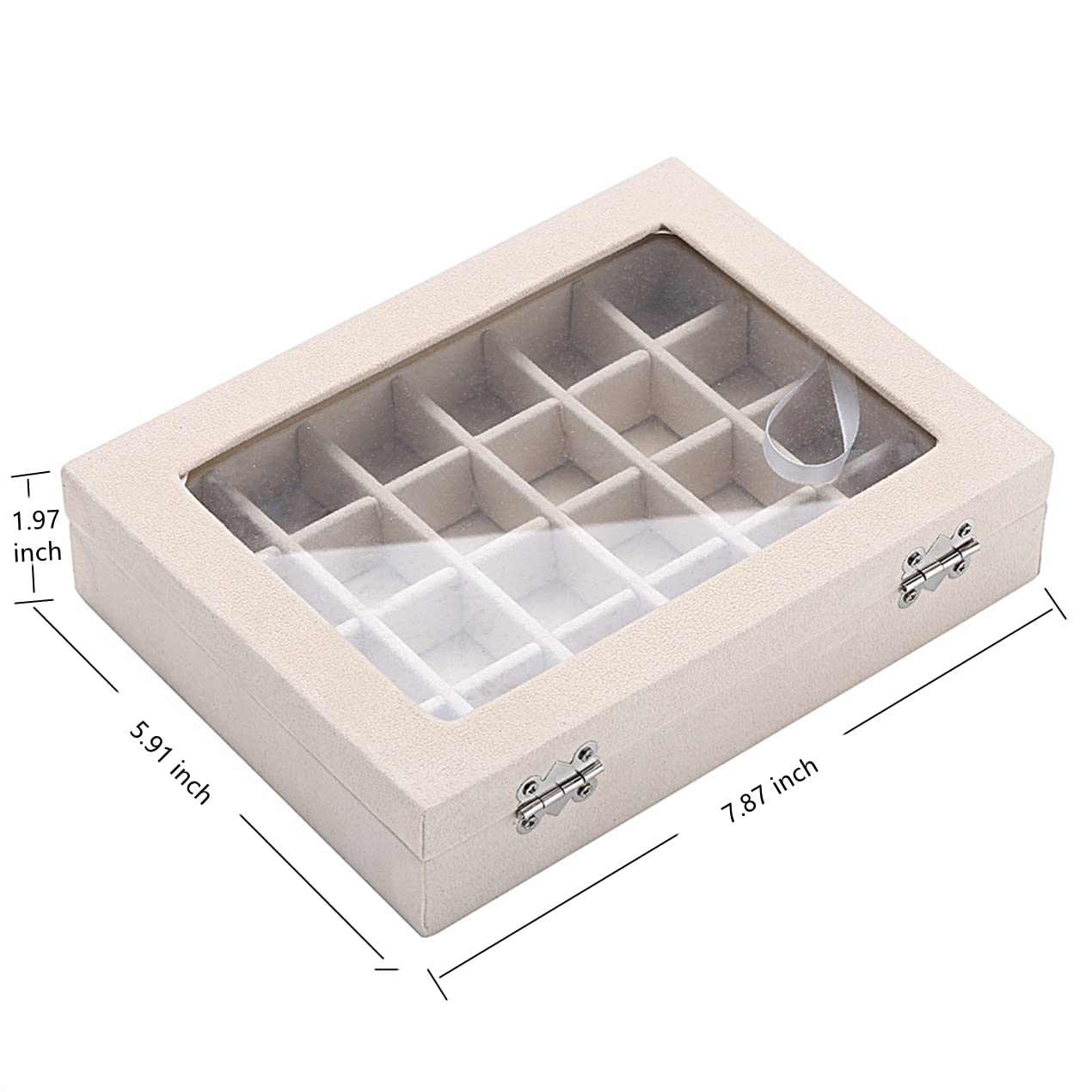 Boewill Velvet Jewelry Box for Women with Clear Lid Removable Compartment For Rings, Earrings, Necklaces