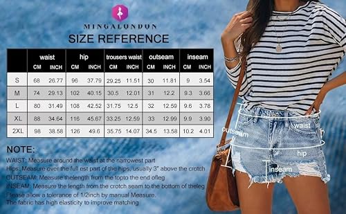 Mingalondon Denim Shorts For Women Summer Mid Waist Ripped Raw Cut Hem Distressed Plus Size Stretchy Jean Shorts Blue Leopard Xxl #TOP4