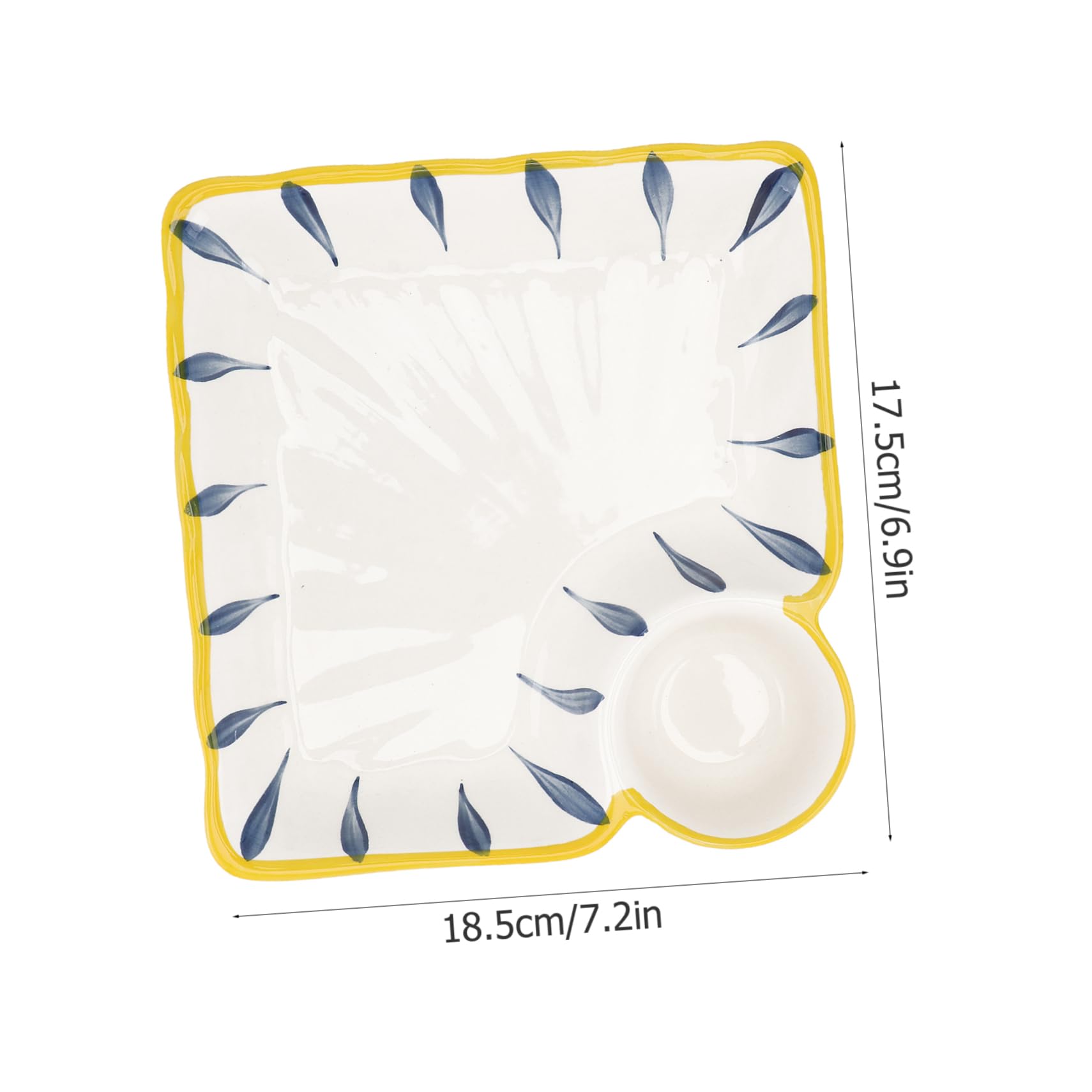 SOLUSTRE 1Pc Ceramic Food Plate with Dipping Saucer Japanese Style Meal Dish for Home Restaurant Use for Serving Snacks Sauces Appetizers Elegant Design