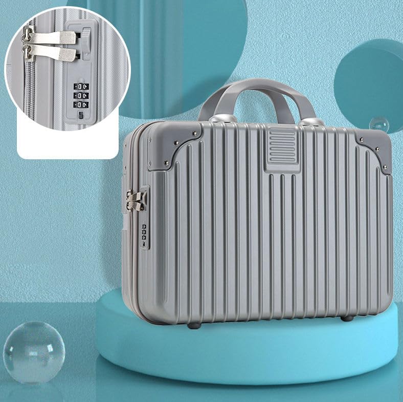 Image of Makeup Case Suitcase, Mini Bag, Mini Hard Shell Travel Luggage, Women Portable Water Proof Carrying Suitcase, Organizer Bag, Small Hard Shell Cosmetic Lugge Bag, Water Proof (B-SILVERt)