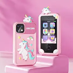 Celular Infantil Educativo Com Tela Touch Jogos Música Vídeos Câmera Histórias Bateria USB Modelo Aprendizado Interativo Para Crianças A Partir De 3 Anos (Cor Rosa)