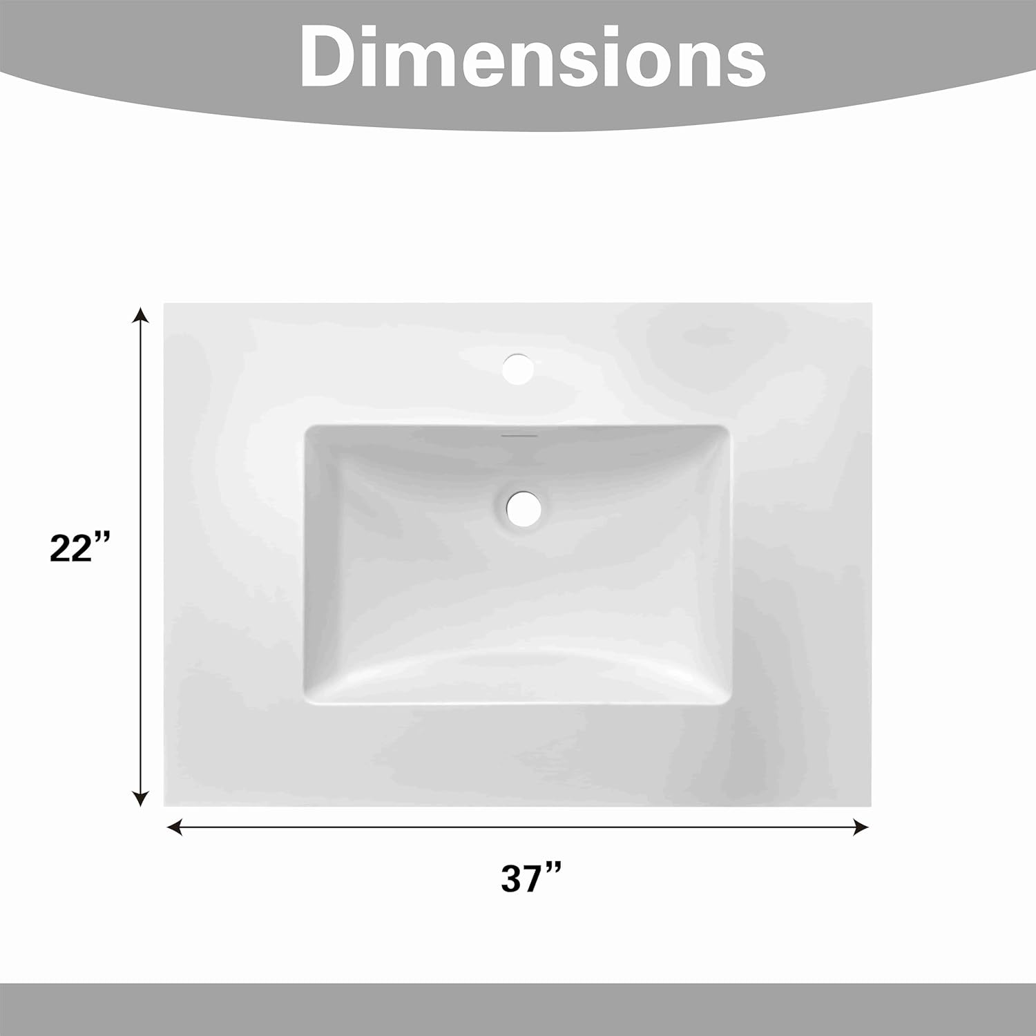 36" Light Grey Shaker Bathroom Vanity with Sink – Solid Surface One-Piece Top, Soft-Close Doors, Polyurethane Nano Resin Sink, Pre-Drilled Faucet Hole, Modern Bath Vanity Cabinet Set