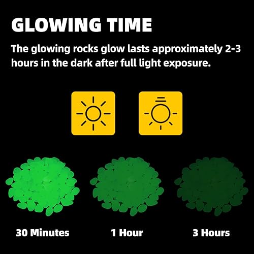 Miniatura 5 de NAMTSO Rocas que brillan en la oscuridad al aire libre, 500 piezas de rocas solares verdes para paisajismo, decoración al aire libre que brillan en