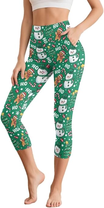 Stretch Capri Leggings for Women Soft High Waisted Capri Leggings with Pockets Casual Tummy Control Cropped Tights