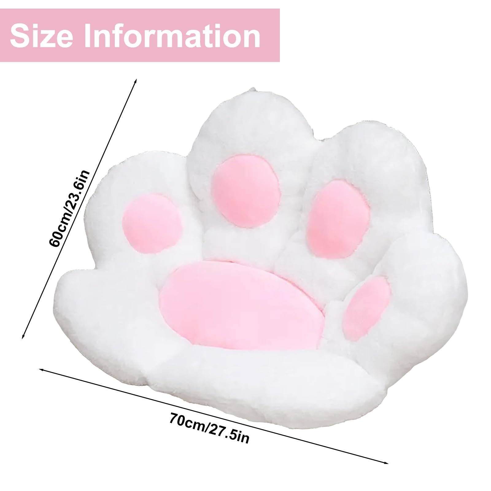 Cojín de asiento con forma de pata de gato, bonito cojín para silla de oficina, silla de juegos, silla de ruedas, asiento de coche, ciática, dolor de coxis (blanco)