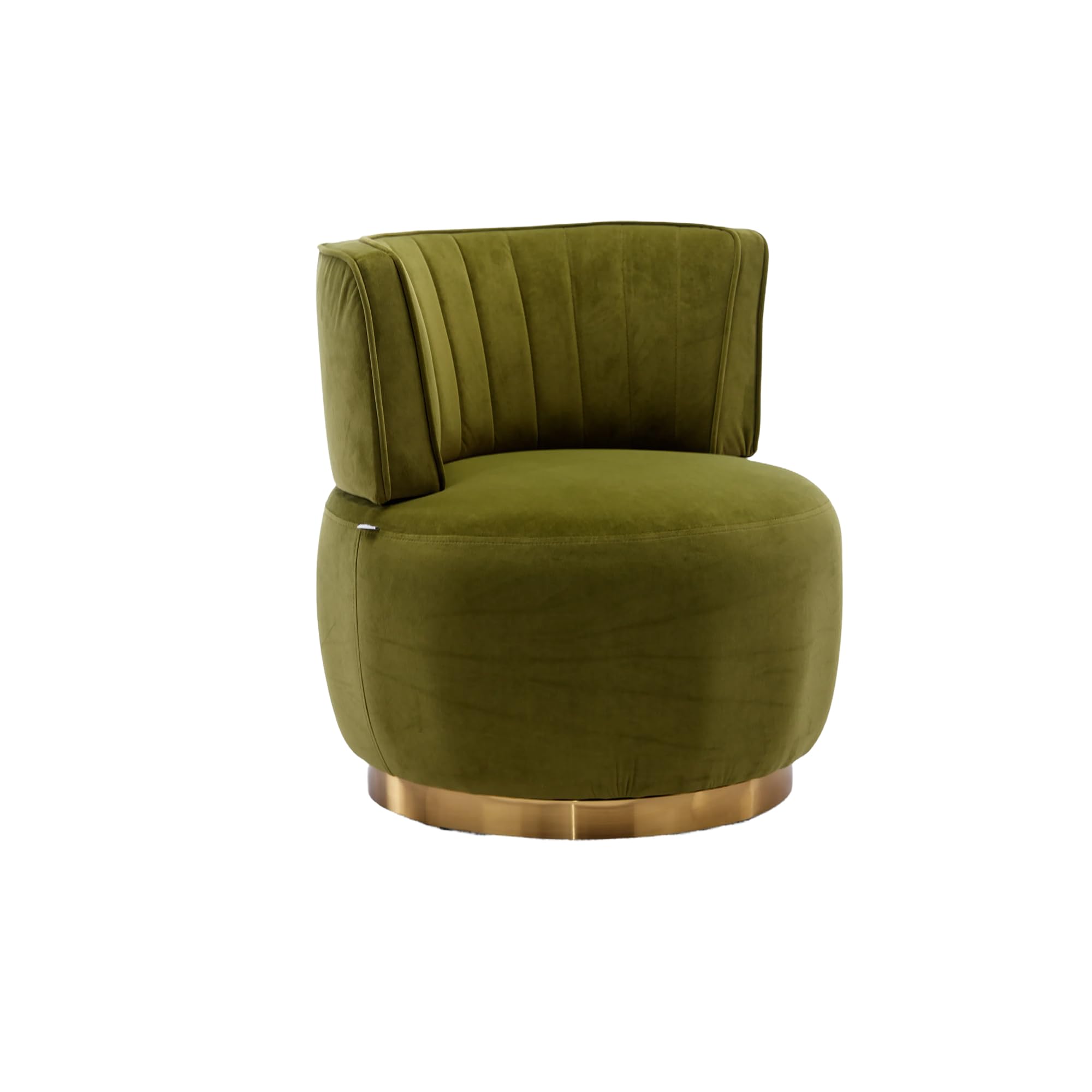 Sedia girevole moderna a 360 gradi, con finitura in velluto morbido, schienale comodo, struttura stabile, adatta per soggiorno, camera da letto, studio, verde oliva