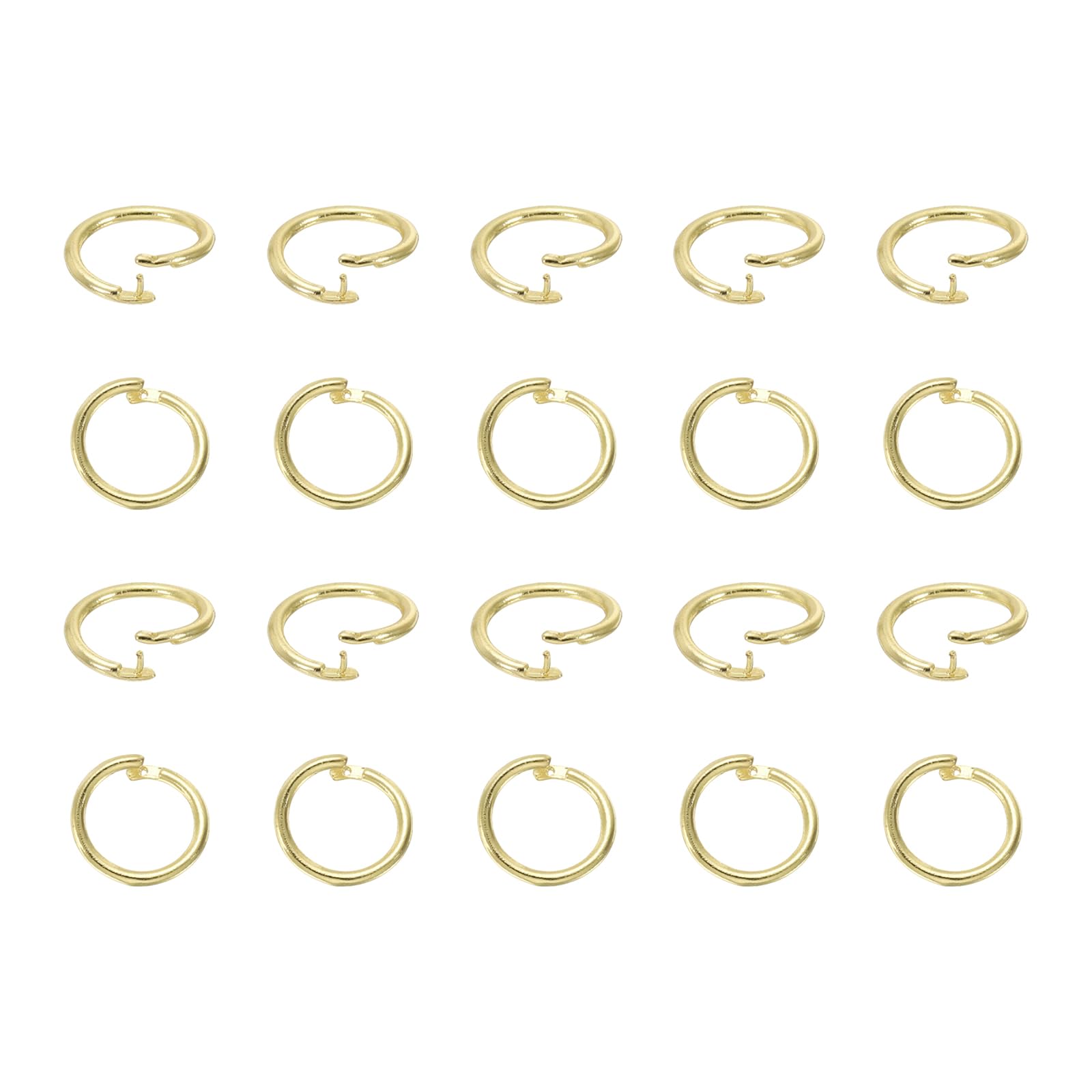 sourcing map 20 Pcs Locking Jump Rings 14mm Round Twist Clasp Open End Jump Rings Connector Link for DIY Craft Jewelry Making Findings Necklace Bracelet Keychain, 14k Gold