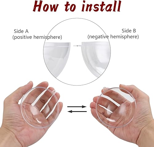 Miniatura 3 de 50 bolas de adorno transparentes de plástico transparente para manualidades, bolas de adornos rellenables de 3.150 in (3.15 pulgadas), bola de