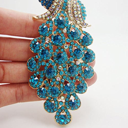 Image of TTjewelry Vintage Peacock Bird Rhinestone Crystal Brooch Pin Art-Deco Style Bird Pendant
