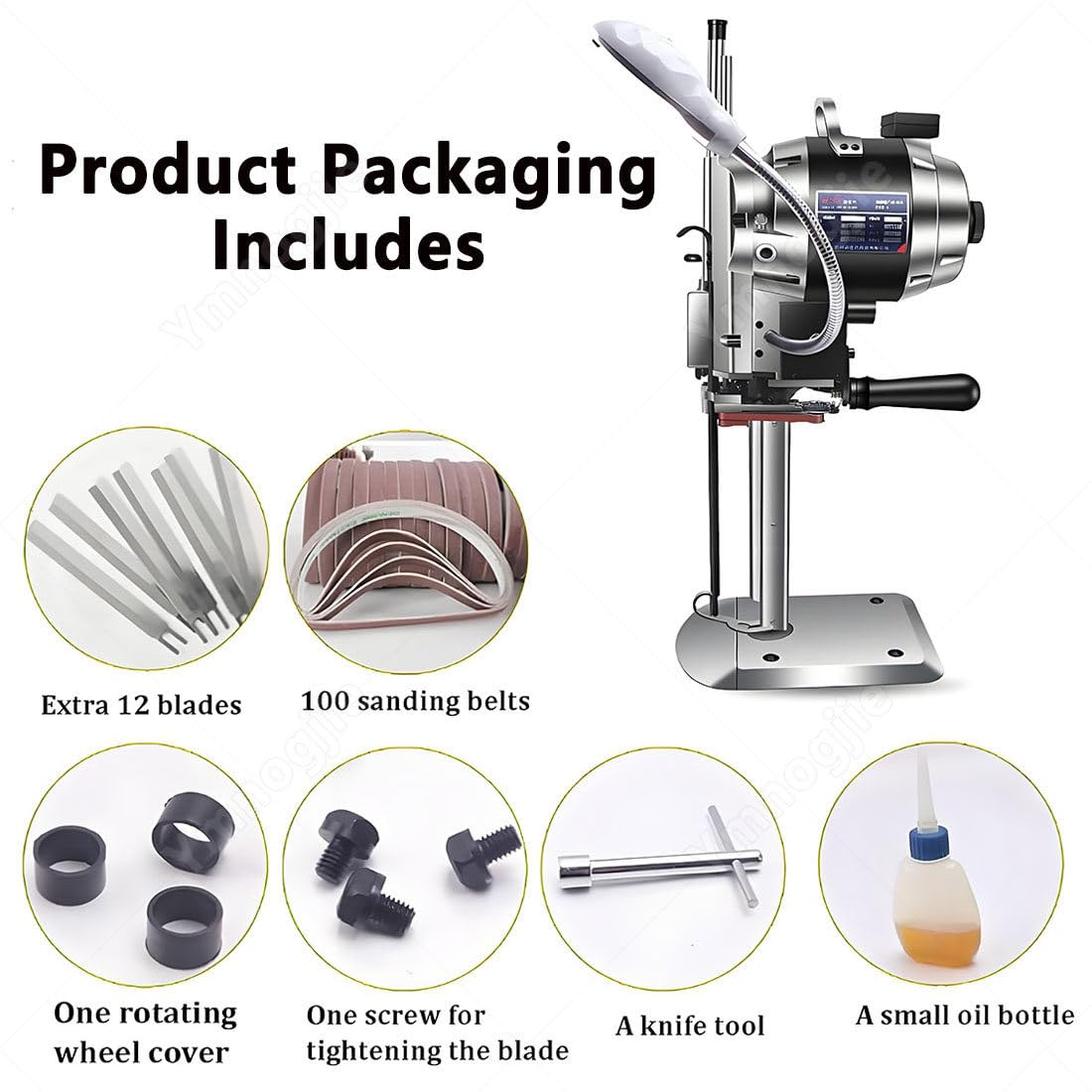 Macchina Taglio Elettrica Tessuti,Taglierina Verticale Tessuti con Lama Dritta,Taglierina Verticale Tessuti Elettrica per Tessuti con Luce LED Rotante 360° Pelle,Taglio della Carta 8inch