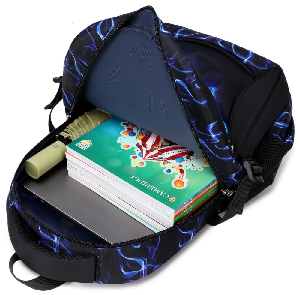 Zaino Da Scuola Per Ragazzi Zaino Secondario Zaino Per Adolescenti Resistente Di Grandi Dimensioni Impermeabile (5-Blu Calcio)