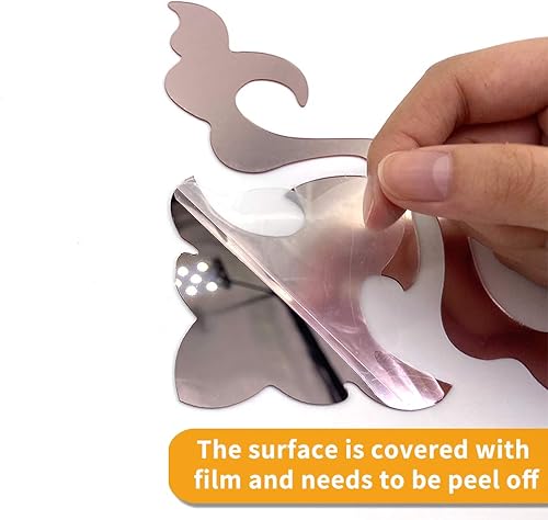 Miniatura 5 de funlife 16 calcomanías autoadhesivas huecas para espejo de pared, espejo acrílico pequeño sin vidrio para decoración de pared de gabinete del hogar,