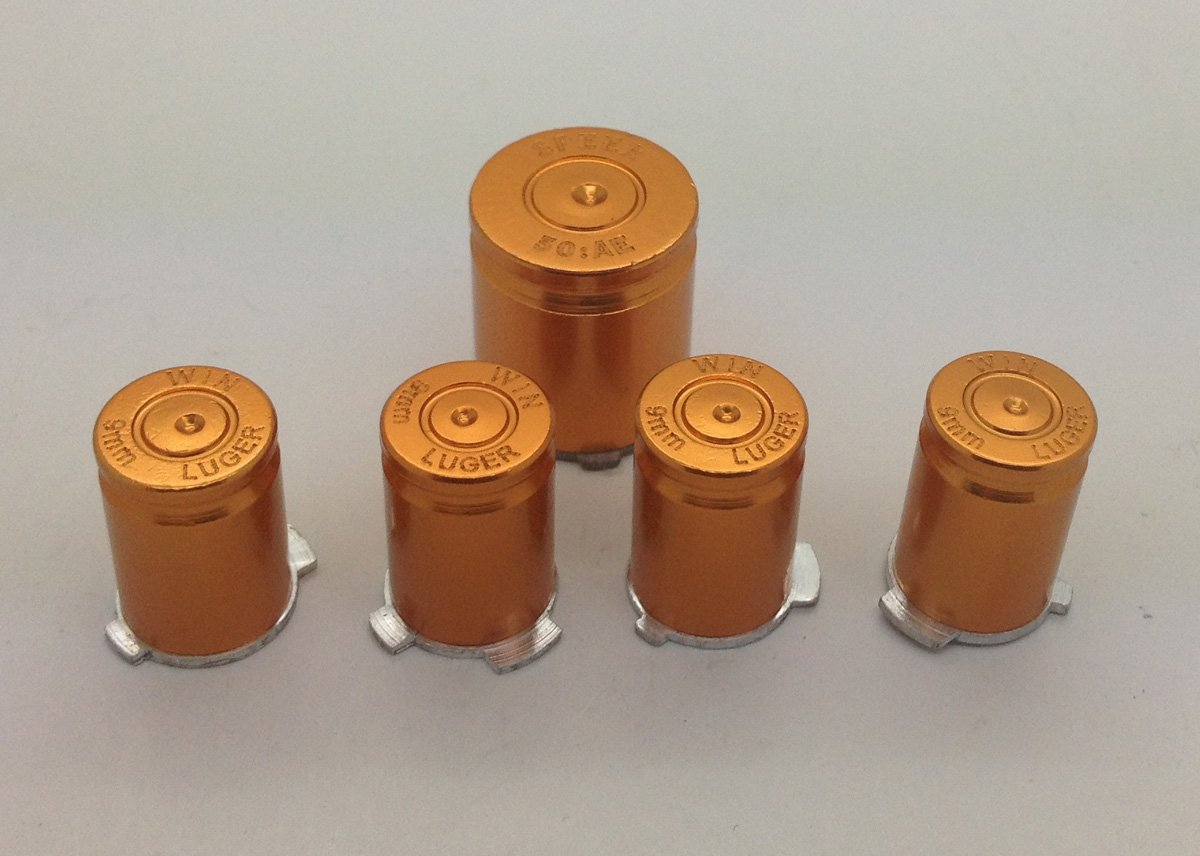 NEW Metal Aluminium ABXY+Guide Bullet Buttons Mod Kit for XBOX 360 CONTROLLER- Gold ABXY