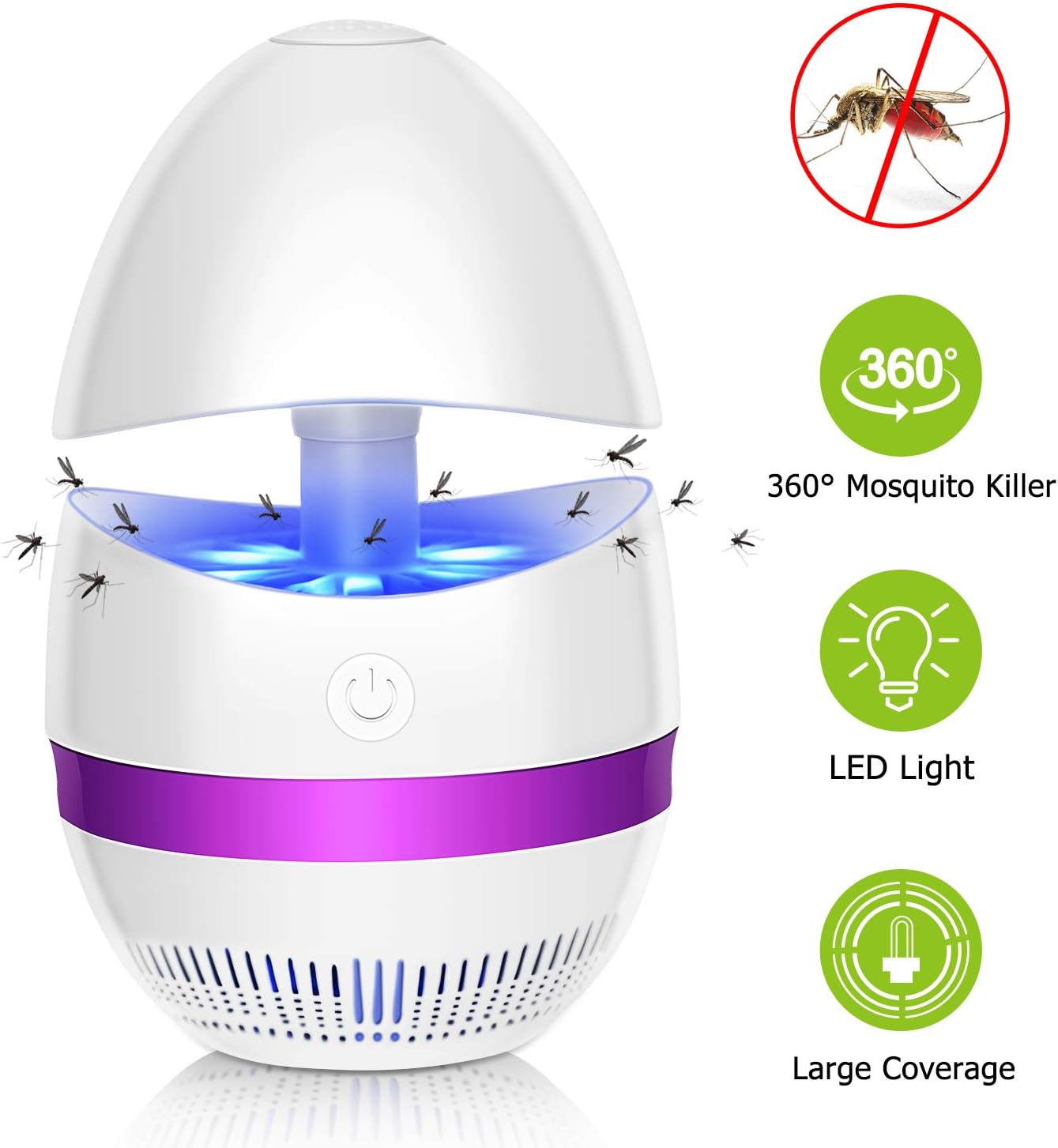 SUNNEST Mosquito Killer Lights, Bug Zapper light UV Insect Killer Portable, Fly Zapper Light For Bedroom Kitchen Office Home Indoor Use (White)
