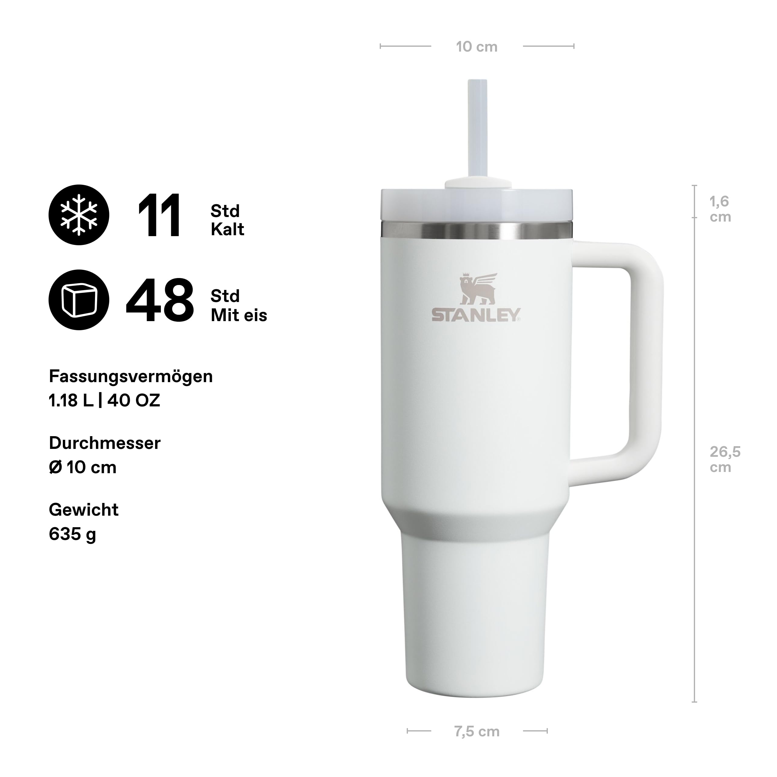 STANLEY STANLEY 1913 Quencher H2.0 Flowstate Trinkflasche Mit Strohhalm 1.2L - Thermobecher Kühlt 11 Stunden - 48 Stunden Eisgekühlt - Thermosflasche BPA Frei - Edelstahl Trinkbecher - Frost in use