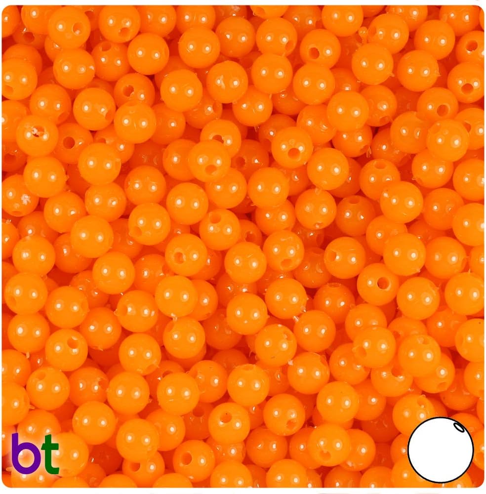 Orange Opaque 6mm Round Craft Beads (500pcs)