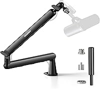 Vista 4 de Brazo de Micrófono, Aokeo AK-55 - Soporte de Brazo de Micrófono de Escritorio de Bajo Perfil Ajustable, Adecuado para Blue Yeti, Snowball iCE