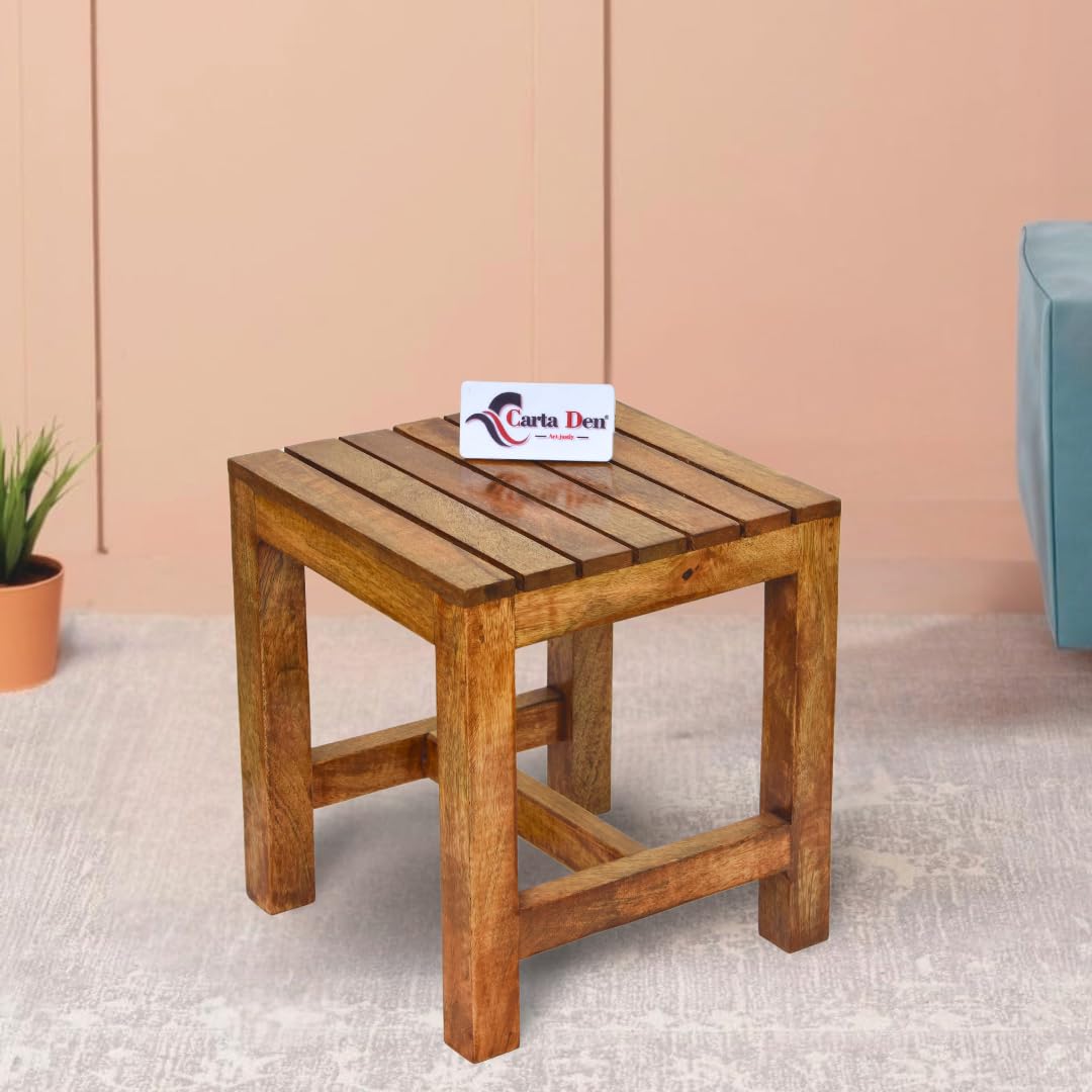 Wooden Seating Stool for Adults, Small Wooden Step Stool for Bathroom Kitchen Plant Stool Footrest Stool Kids Stool, 12 Inch Square Sitting Stool Sturdy Non-Slip