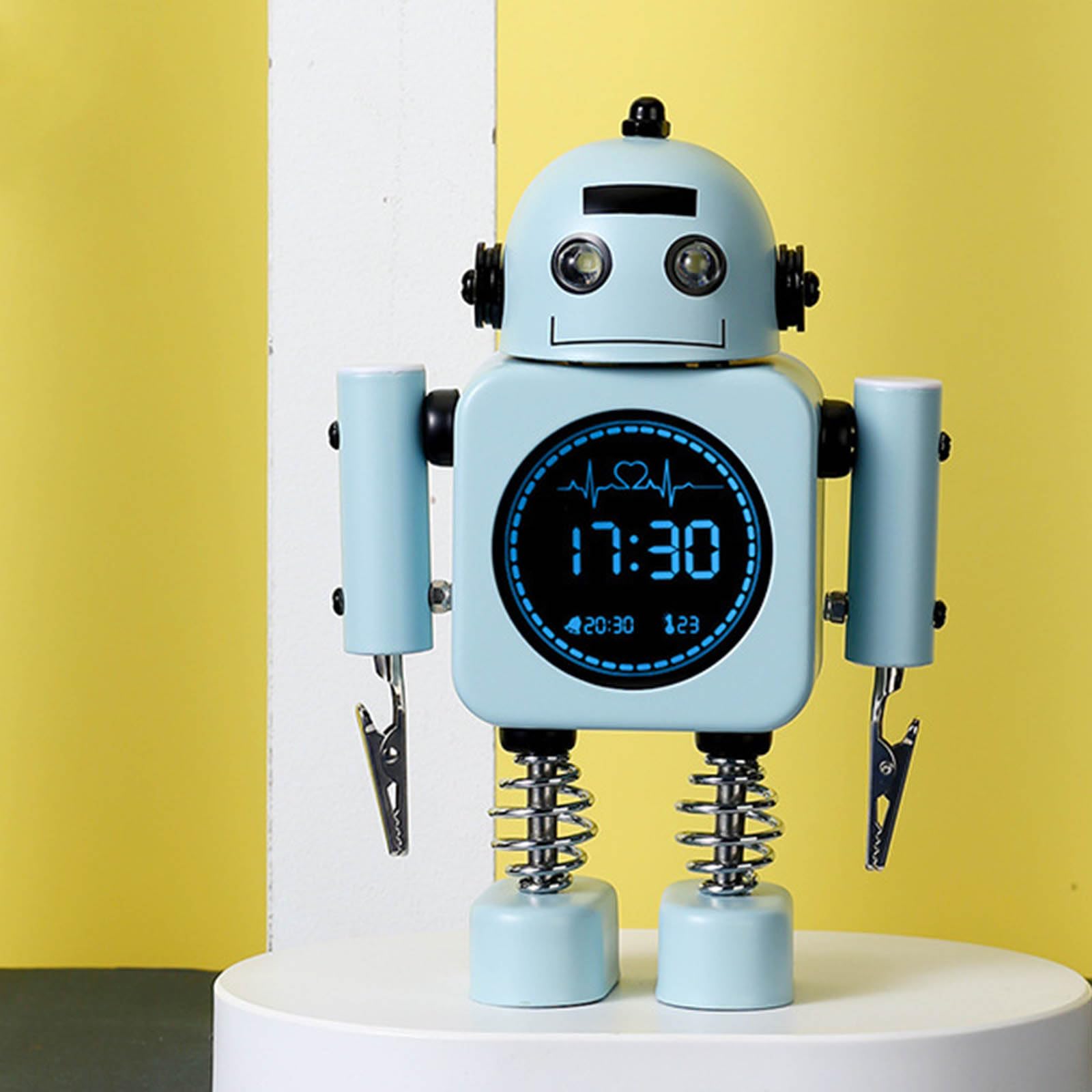 Robot - Reloj despertador digital inteligente con modo de repetición, visualización de temperatura, para niñas y niños, despertar dormitorio, para decoración de niños, reloj despertador robot para