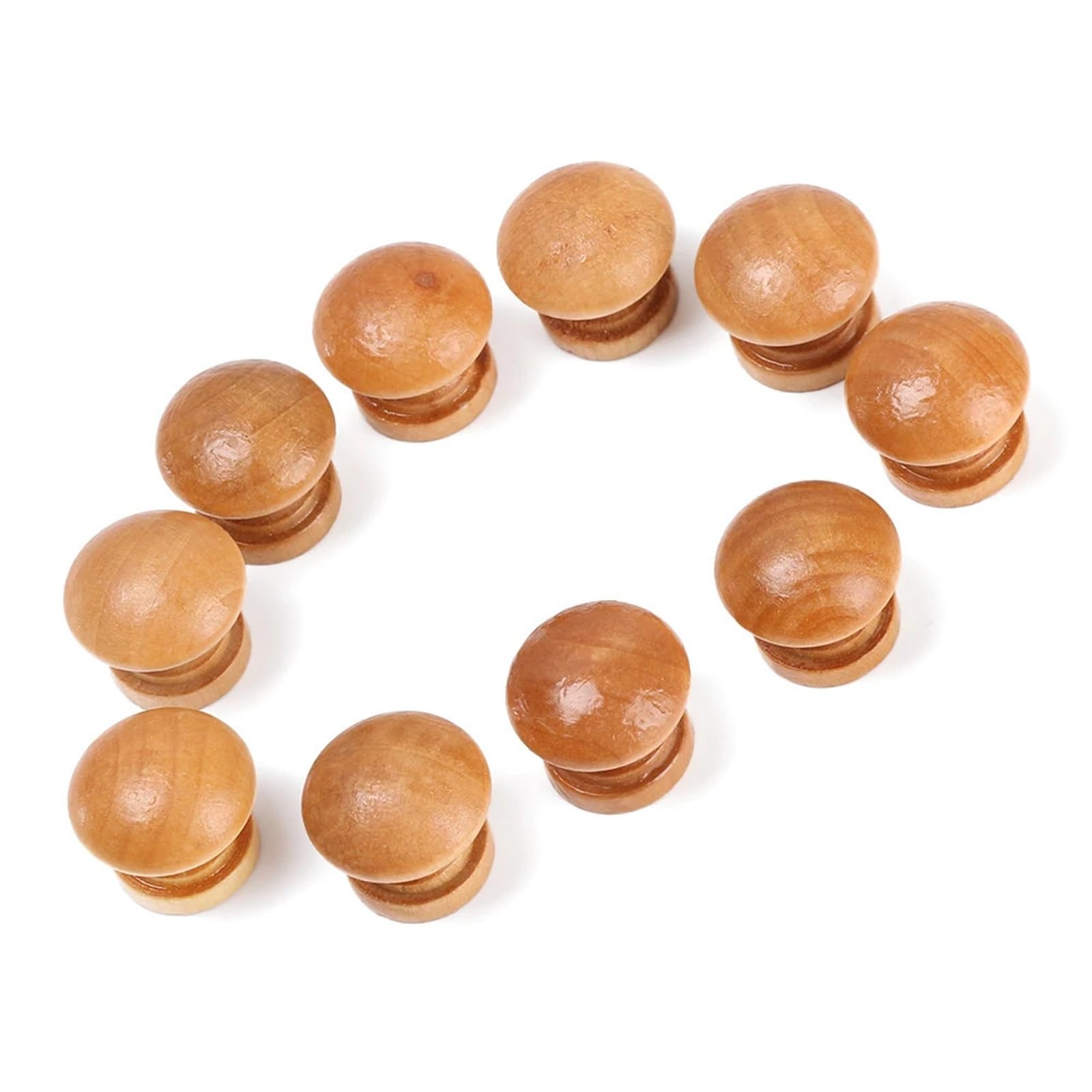 SNGUOQ 10pcs Round Shape Wooden Drawer Knob Wardrobe Pulls Door Handle Cupboard Kitchen Cabinet Furniture Hardware for Cabinet Drawer Shoes(3.5cm)