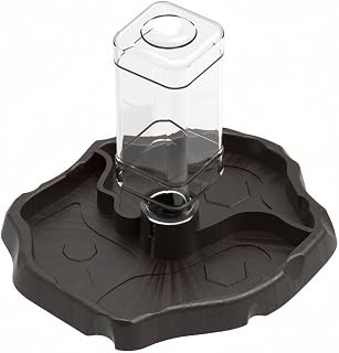 Qianly Automatic Water Dispenser Reptile Water Dish Food-Grade Waterer for Small Pets, L Dark Coffee -