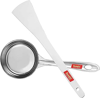 Sumeet Stainless Steel Perfect Dosa Making Spoon/Ladle Set of 2 Pcs (1 Turner, 1 Short Pour Ladle with Flat Base)