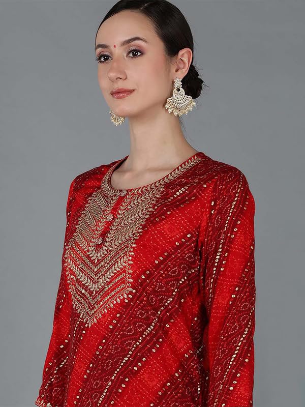 Image of Vaamsi Women's Viscose Rayon Geometric Printed Kurta
