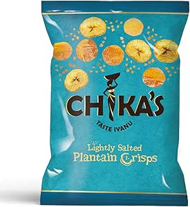 CHIKA'S - Hand Cooked Lightly Salted Plantain Crisps - Healthy &amp; Nutritious Vegan Snack - 12 x 35g