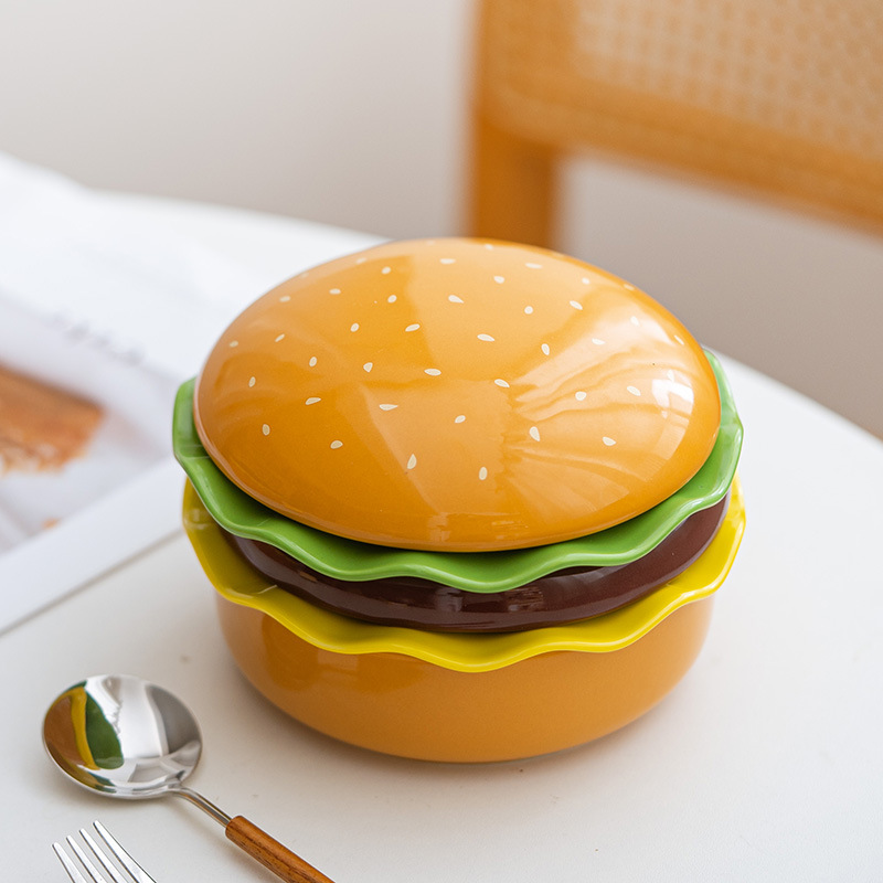 油彩『Burger Set』 Amazon.com | Ceramic Joe 6-layer Cheese Beef Burger Shaped