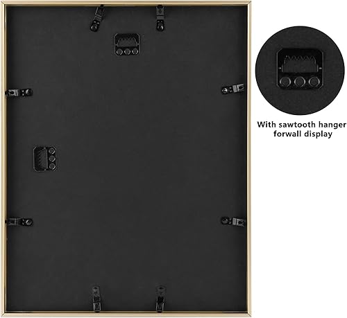 Vista 129 de Frametory - Colección de marcos de metal para fotos, marco de aluminio para fotos con alfombrilla de color marfil y cristal real Dorado