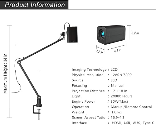 Miniatura 6 de Proyector de dibujo, proyector de arte para trazar, herramienta de dibujo de trazado, boceto inteligente, pastel de galletas, mini proyector