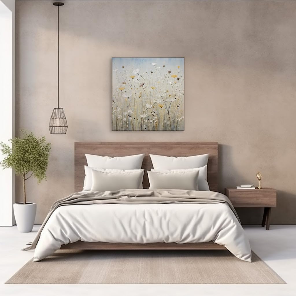 Canvas for Living room. Field of Serenity: A Peaceful Tapestry of Blooming Vitality, 27 x 18 inch Canvas Wall Art - Contemporary Masterpieces - Modern Home Decor - 69x46 cm (27x18 inch)