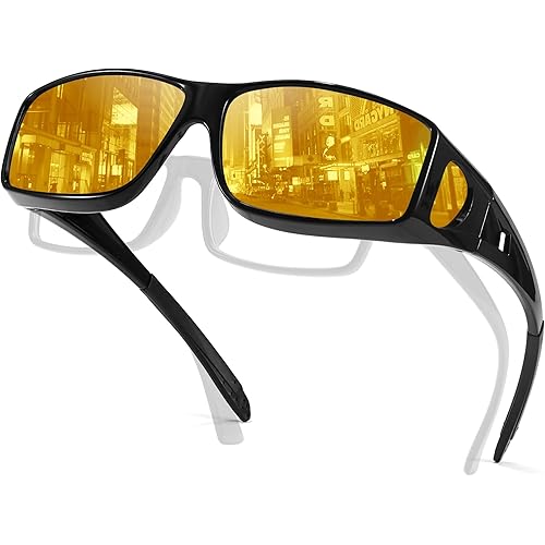 Myiaur Night Driving Glasses for Men Women, Polarized Anti Glare and UV400 Protection Yellow Lens Night Vision Glasses