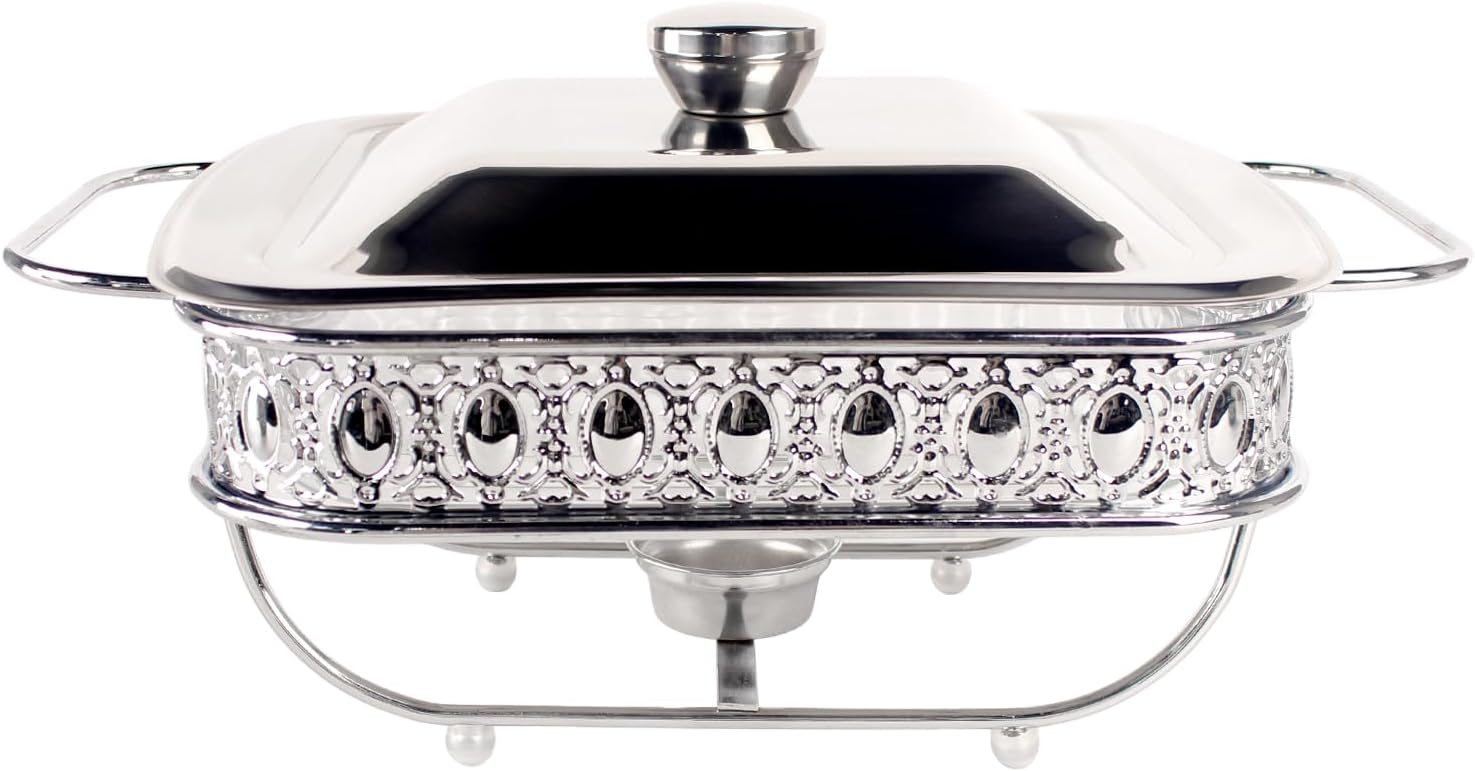 Casserole Dish 8" x 8" Glass Baking Dish with Stainless steel Lid and rack, Silver Square 1.4 Qt Large Baking Pan For Casserole & Lasagna, Microwave Dishwasher Freezer Oven Safe