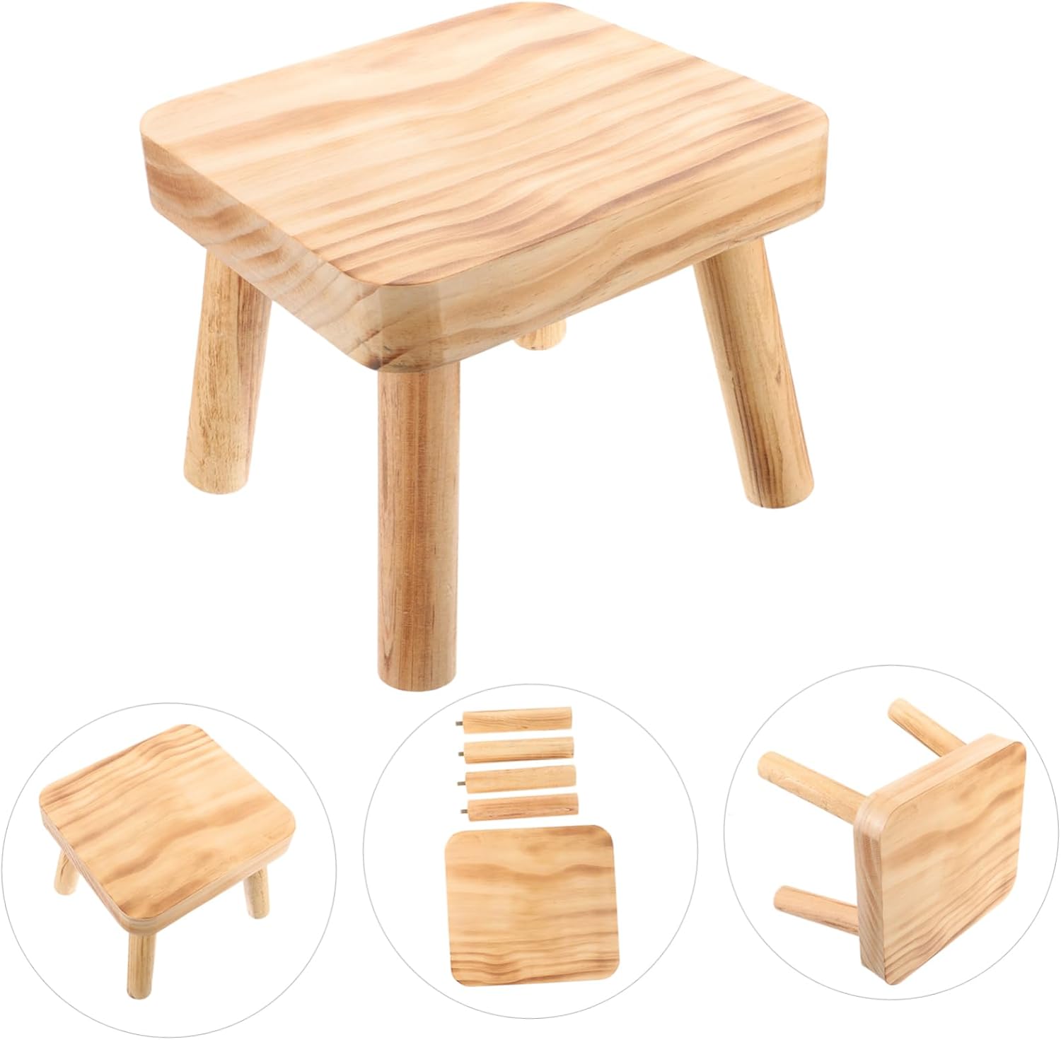 1pcs Wooden Step Stool Portable Camping Stool Small Folding Footstool for Kitchen Bedroom Garden