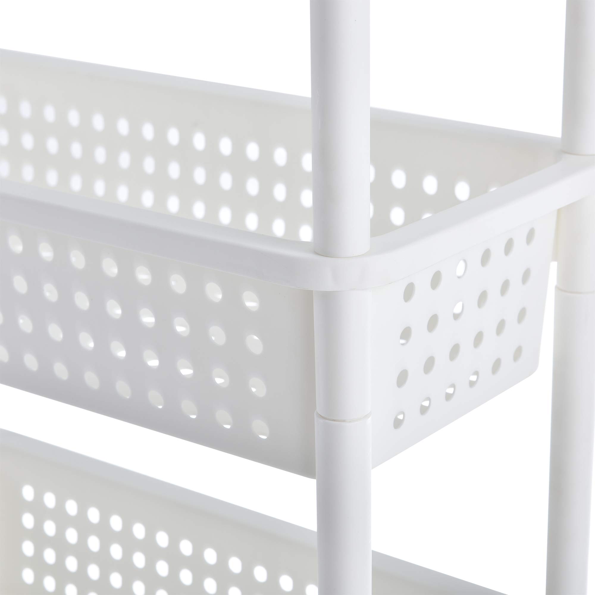 [en.casa] Carro rodante - Blanco - 100 x 22 x 48 cm - Estante de la Cocina - Carrito con Ruedas - Cesta de Almacenamiento