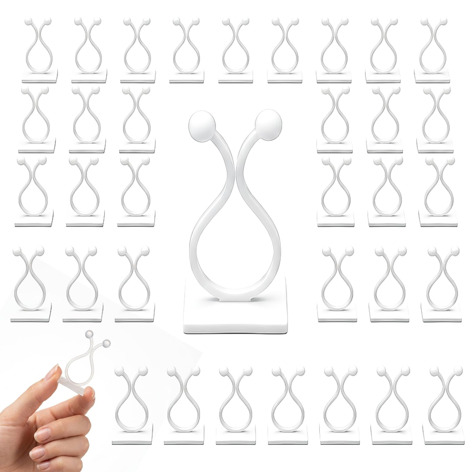 ZhuPu 50 Pcs Self-Adhesive Plant Wall Clips, Invisible Vine Clips and Hooks for Climbing Plants on Tile Glass or Fence