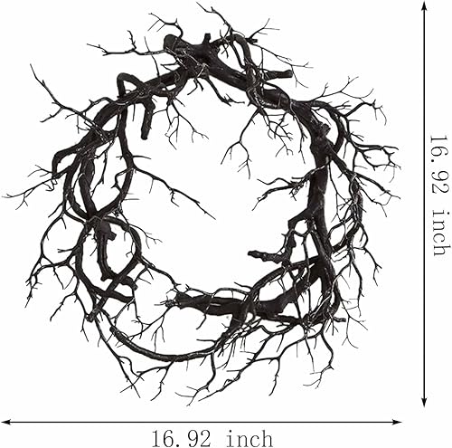 Miniatura 9 de Regalos de corona de Halloween, decoración de Halloween, corona negra con luces, coronas de otoño de Halloween para puerta delantera, corona de