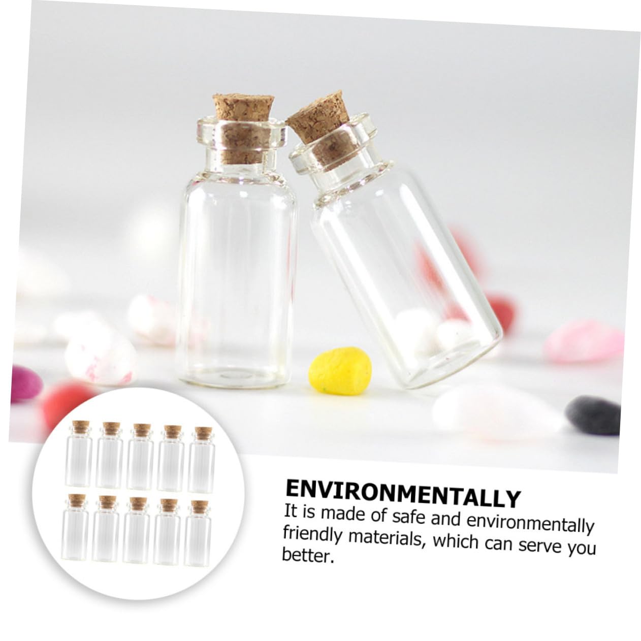 Toyvian 100 Stück Kleine Transparente Glasflaschen mit Holzkorken 3 Ml Aufbewahrungsflaschen für Selbstgemacht Schmuckfläschchen Geschenkbehälter Umweltfreundliches Material