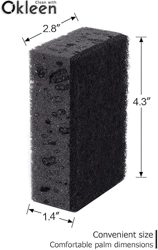 Miniatura 2 de Esponjas negras para exfoliantes. Hechas en Europa. Paquete de 9, 4.3 x 2.8 x 1.4 pulgadas. Fibra resistente y antiarañazos. Paquete de esponjas de