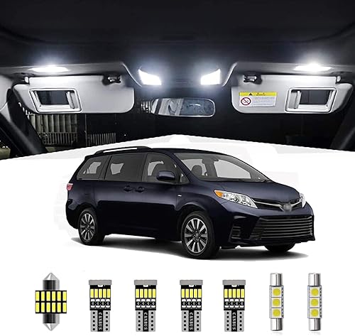 AWALITED Juego de 15 luces LED Sienna para interiores, súper brillantes, repuesto para Toyota Sienna 2011, 2012, 2013, 2014, 2015, 2016, 2017, 2018,
