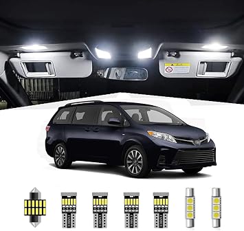AWALITED 15pcs Sienna Interior LED Lights Kit Super Bright LED Map Dome Light Bulbs Replacement for 2011 2012 2013 2014 2015 2016 2017 2018 2019 2020 2021 Toyota Sienna all models