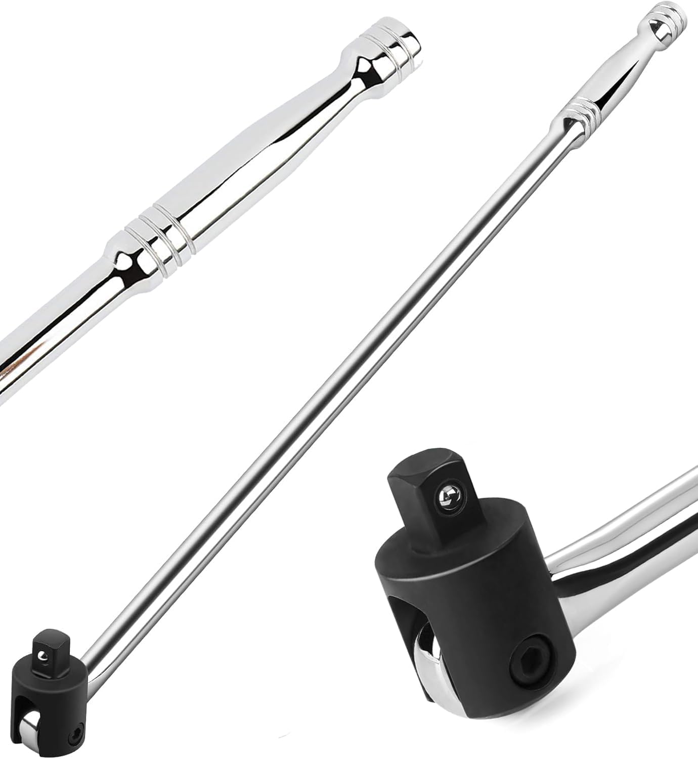 Breaker Bar – 600mm | 1/2"" Drive | Cr-V Steel | Flexi Knuckle | 500Nm+ | Silver