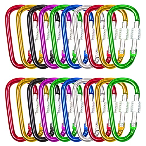 20 Pièces Mousqueton Verrouillage Automatique Multifonction Mini Mousqueton ​Mousqueton en Aluminium pour Tente Corde, ​pour L'extérieur, Le Camping, Les Voyages, la Pêche, Le Sac à Dos etc Cover