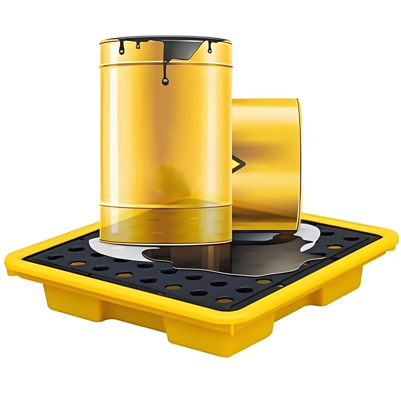QUSYZD Modular Oil Spill Containment Tray, Heavy-Duty Anti-Leak Spill Pallet with Grating, Industrial Liquid Storage Solution for Environmental Safety 130×68×30cm,120×60×18cm