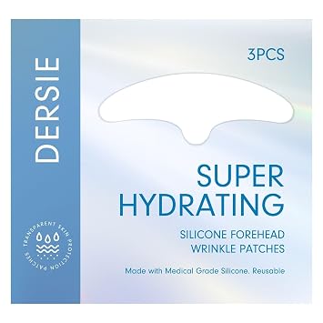 Dersie Silicone Forehead Wrinkle Patches Overnight Use Forehead Wrinkles Treatment - Reusable Anti Wrinkle Pads for Wrinkles - 3 Patches