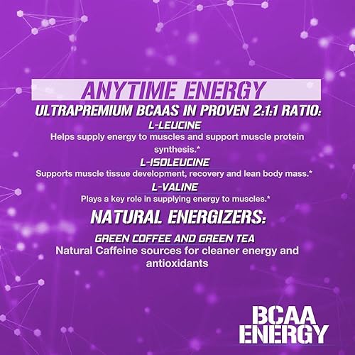 Miniatura 3 de Evlution Nutrition BCAA Energy - Suplemento de aminoácido energizante de alto rendimiento para el desarrollo muscular recuperación resistencia y